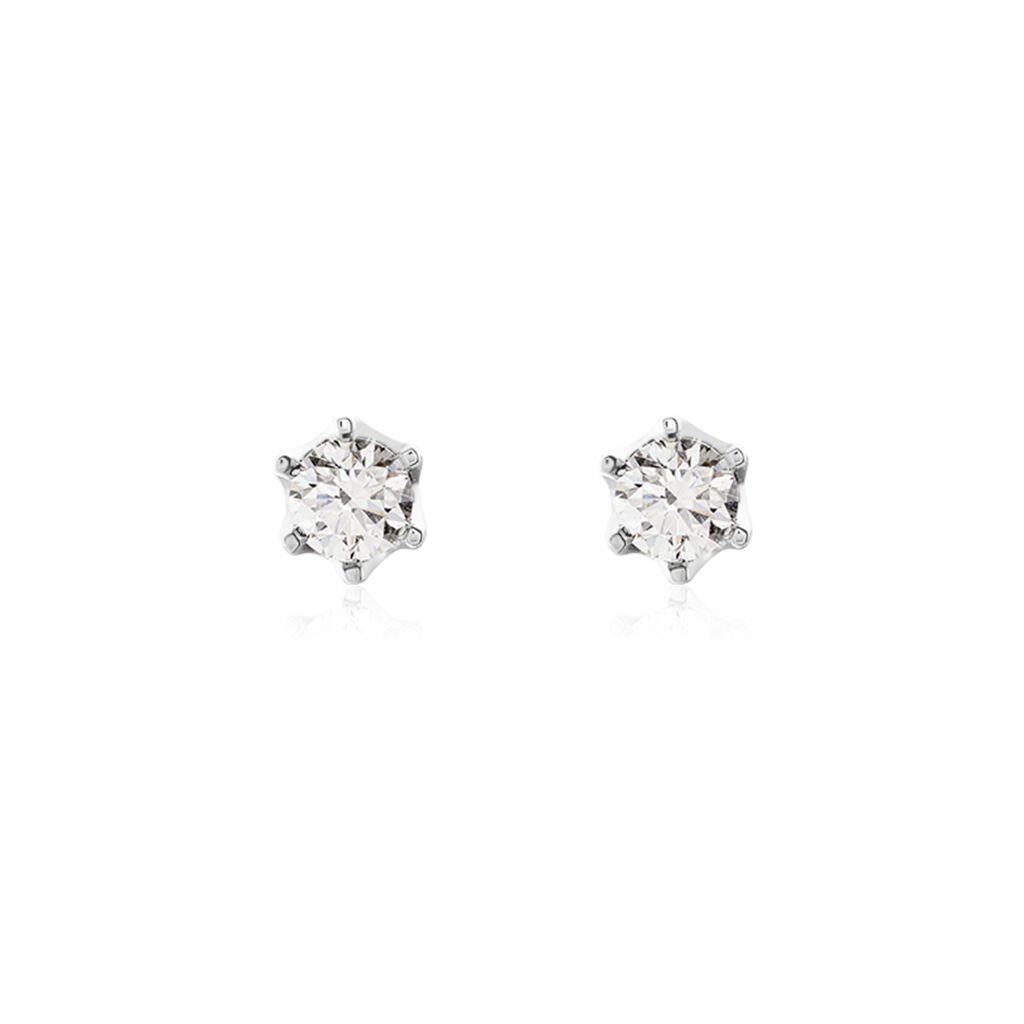 Boucles D'oreilles Puces Natalia Pl Platine Blanc Diamant - Clous d'oreilles Femme | Histoire d&rsquo;Or