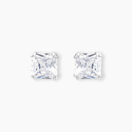 Boucles D'oreilles Puces Or Blanc Doreen Oxydes De Zirconium - Clous d'oreilles Famille | Histoire d’Or