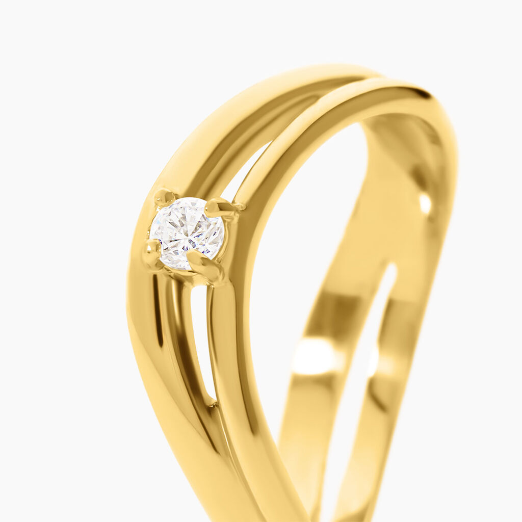 Bague Tillie Acier Jaune Oxyde De Zirconium - Bagues solitaires Femme | Histoire d&rsquo;Or