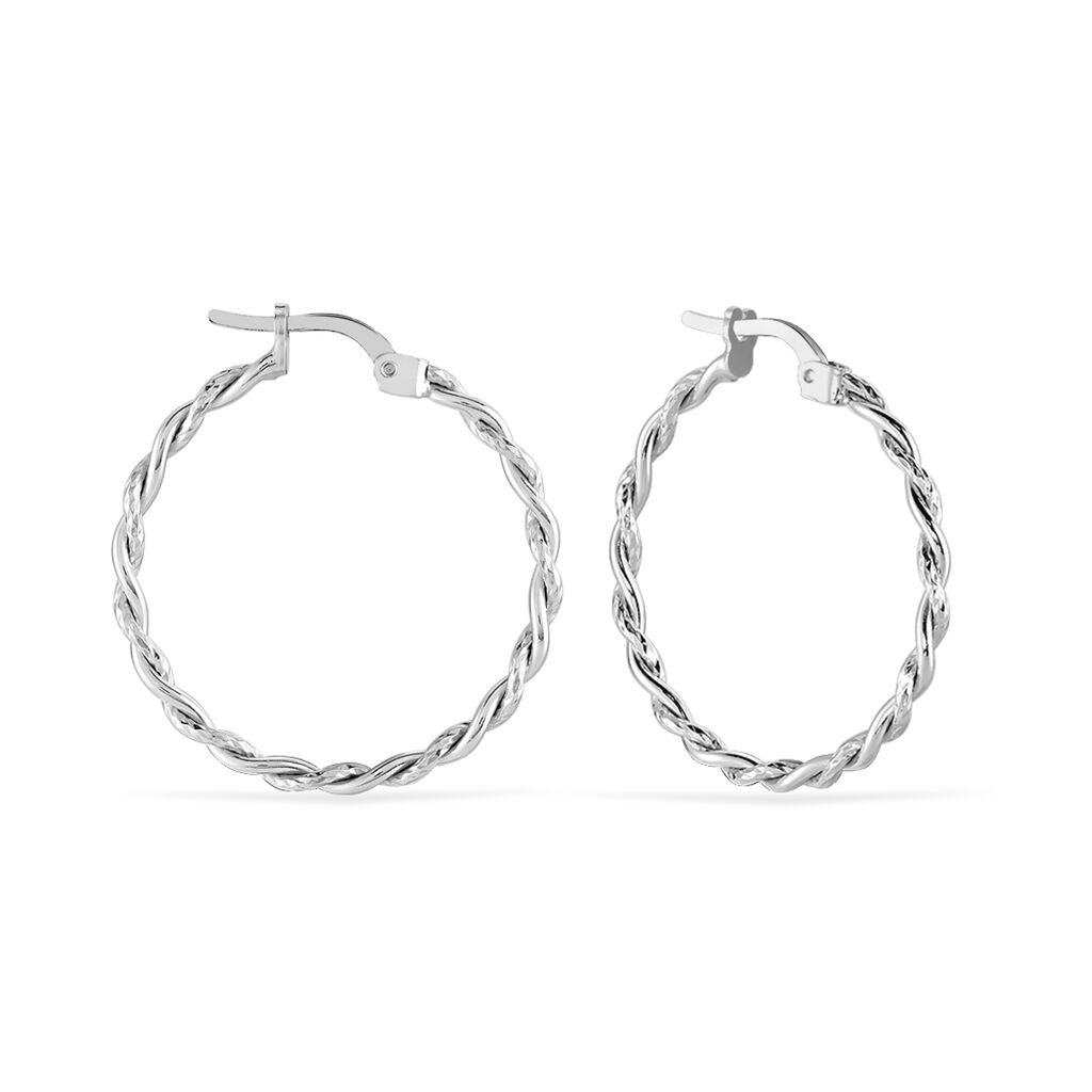 Créoles Argent Blanc Abie - Boucles d'oreilles créoles Femme | Histoire d’Or