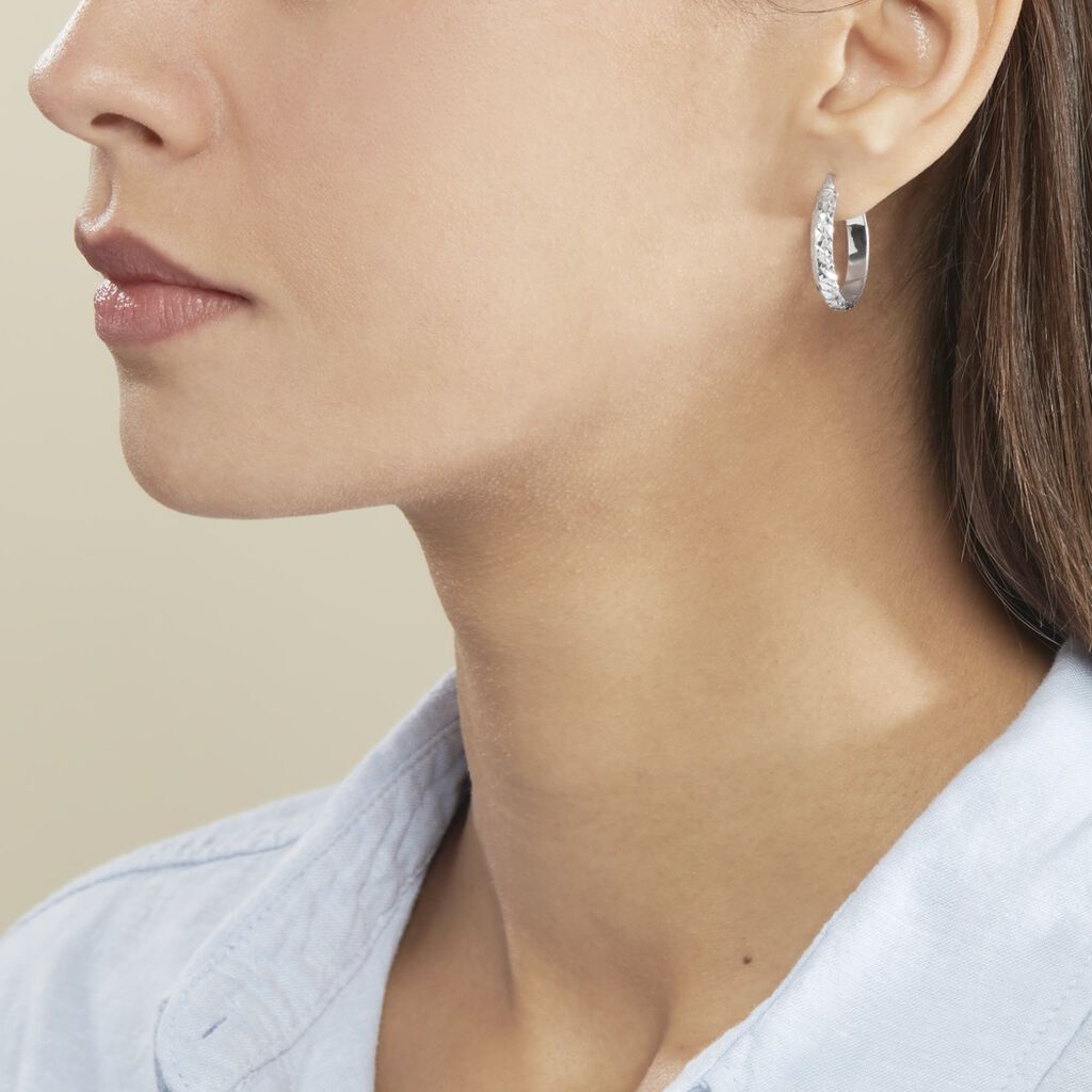 Créoles Argent Blanc Esmee - Boucles d'oreilles créoles Femme | Histoire d’Or
