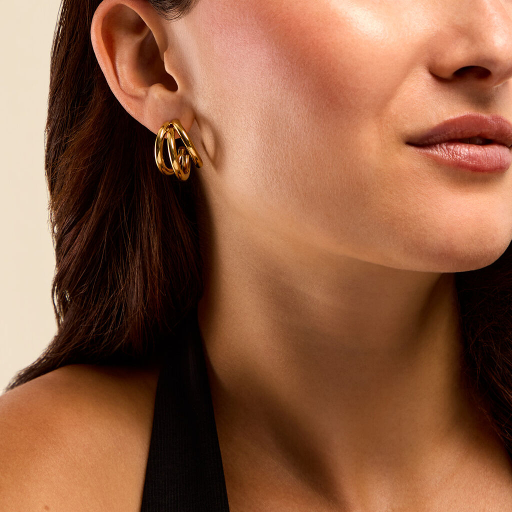 Cr&eacute;oles Nadya Acier Jaune - Boucles d'oreilles cr&eacute;oles Femme | Histoire d&rsquo;Or