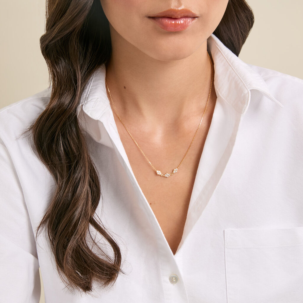 Collier Dainty Plaqu&eacute; Or Jaune Oxyde De Zirconium - Bijoux avec pierres Femme | Histoire d&rsquo;Or