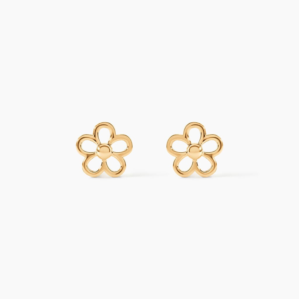 Boucles D'oreilles Puces Philine Fleur Or Jaune - Clous d'oreilles Famille | Histoire d&rsquo;Or