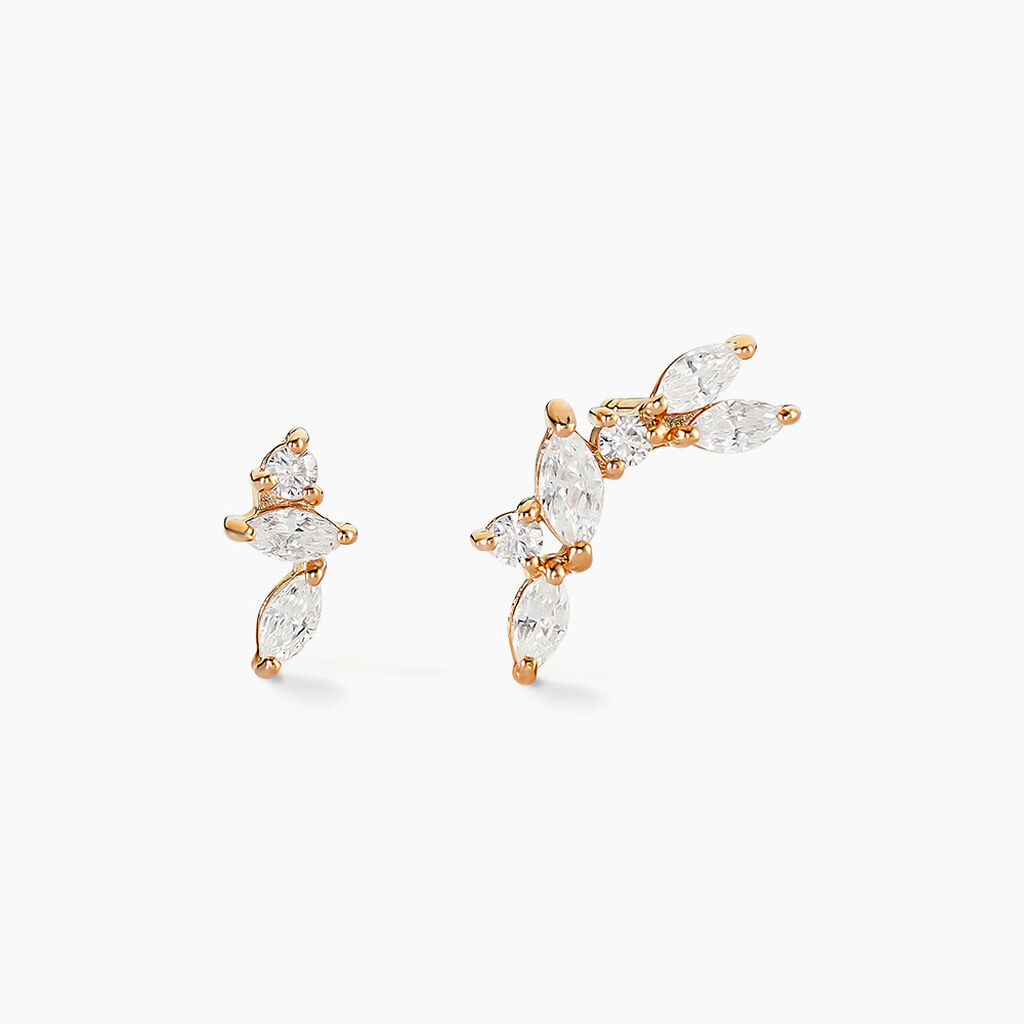 Boucles D'oreilles Dépareillées Jardins D'hiver Plaqué Or Oxyde