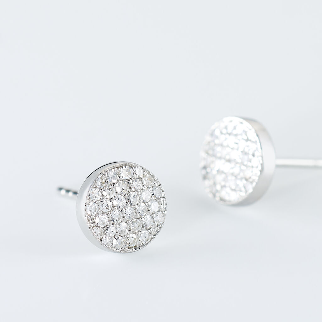 Boucles D'oreilles Puces Kristin Or Blanc Diamant - Clous d'oreilles Femme | Histoire d’Or