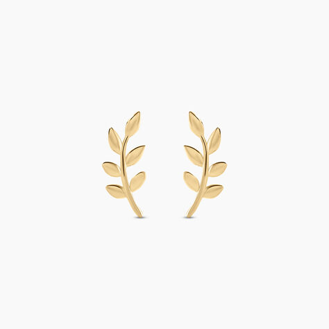 Boucles D'oreilles Puces Foliora Or Jaune - Clous d'oreilles Femme | Histoire d&rsquo;Or