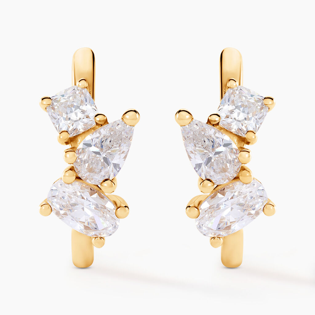 Créoles Shiny Garden Or Jaune Oxyde De Zirconium - Boucles d'oreilles créoles Femme | Histoire d’Or