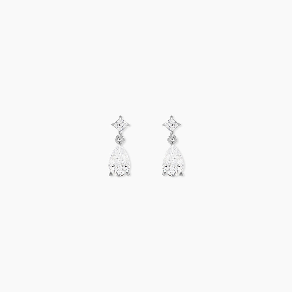 Boucles D'oreilles Pendantes Jordaine Or Blanc Oxydes - Boucles d'oreilles pendantes Femme | Histoire d&rsquo;Or