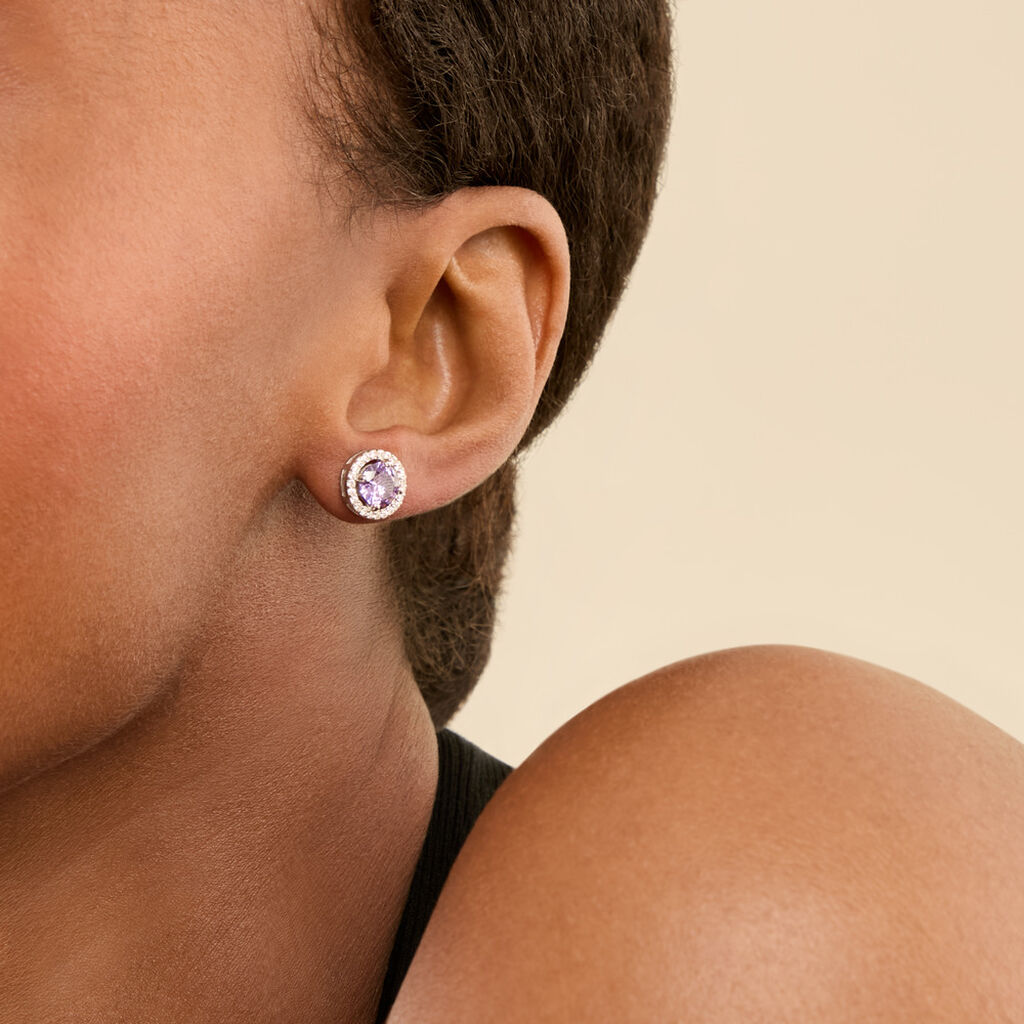 Boucles D'oreilles Puces Rio Argent Blanc Oxyde - Boucles d'oreilles empierr&eacute;es Femme | Histoire d&rsquo;Or