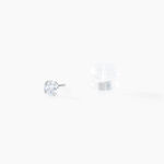 Boucles D'oreilles Puces Eddie Or Blanc Oxyde De Zirconium - Clous d'oreilles Femme | Histoire d&rsquo;Or