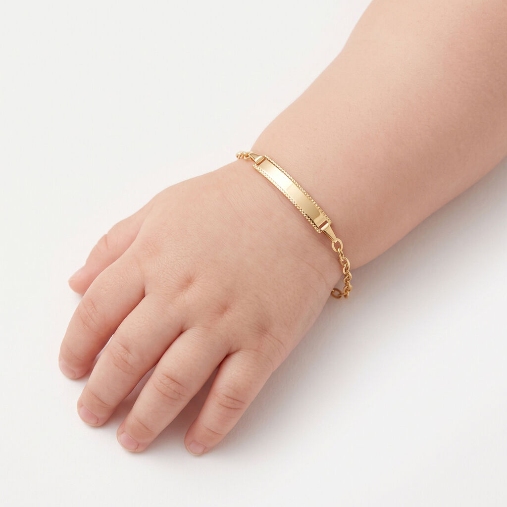 Bracelet Identit&eacute; Gaspardine Maille For&ccedil;at Or Jaune - Bracelets Communion Enfant | Histoire d&rsquo;Or