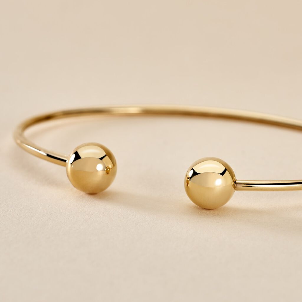 Bracelet Rigide Années 70 - Style Rétro Doré à Boules, En Bon état