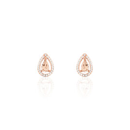 Boucles D'oreilles Puces Or Rose Morganite Et Diamant - Clous d'oreilles Femme | Histoire d’Or