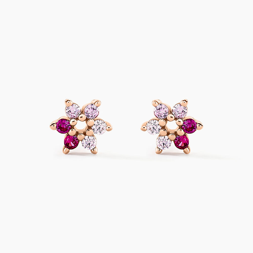 Boucles D'oreilles Puces Pavel Argent Rose Oxyde De Zirconium - Boucles d'oreilles fantaisie Femme | Histoire d’Or