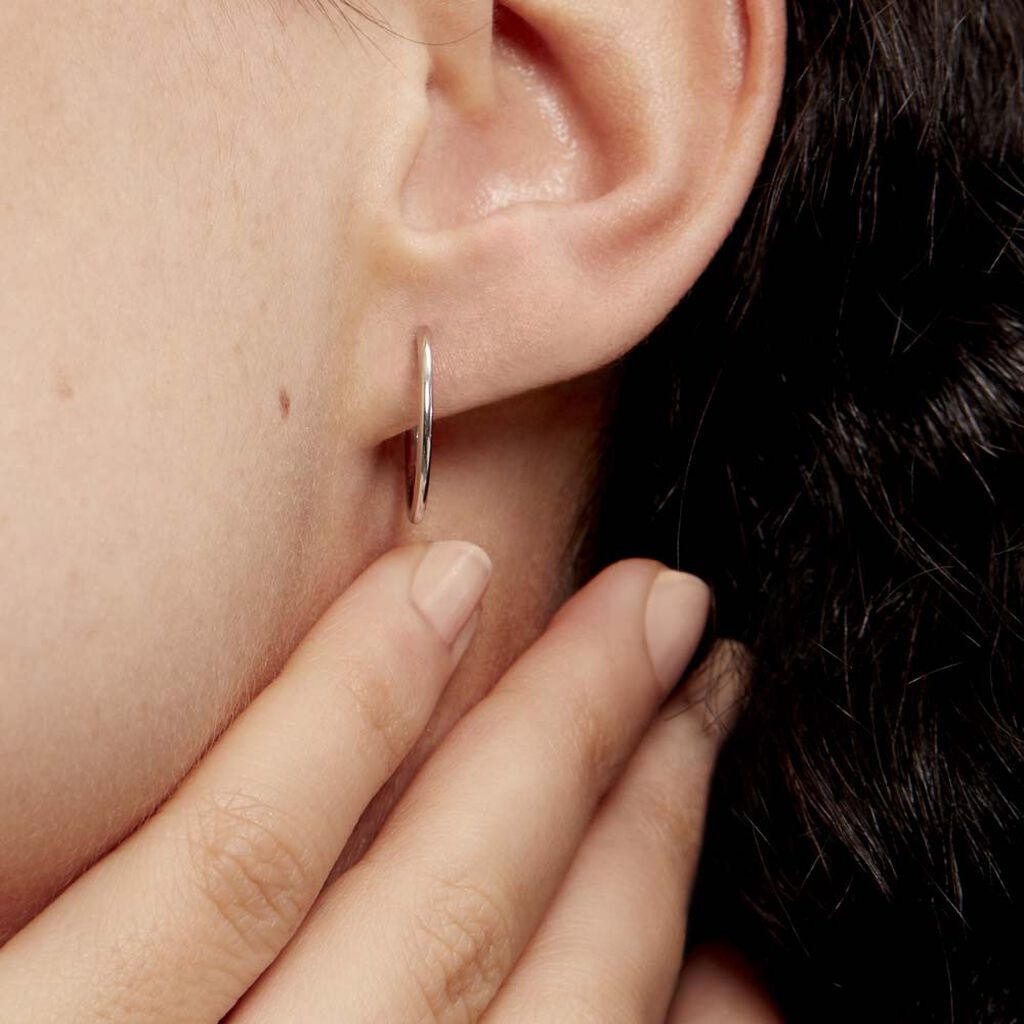 Créoles Dominae Or Blanc - Boucles d'oreilles créoles Femme | Histoire d’Or