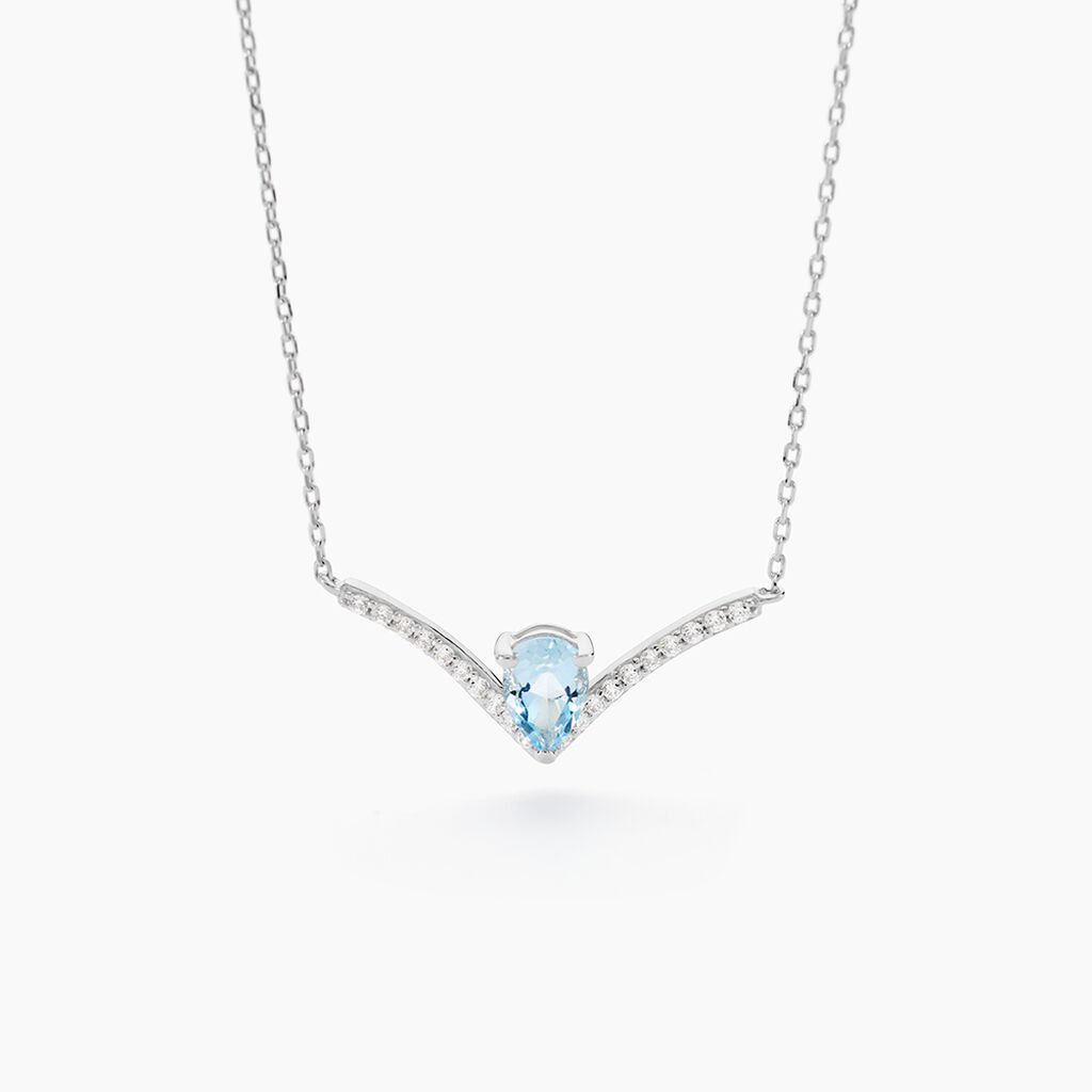 Collier Marlene Or Blanc Topaze Et Oxyde De Zirconium - Colliers Femme | Histoire d’Or