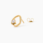 Boucles D'Oreilles Puces Fortuna Argent Dor&eacute; A L'Or 750/1000 Oxyde De Zirconium - Boucles d'oreilles fantaisie Femme | Histoire d&rsquo;Or