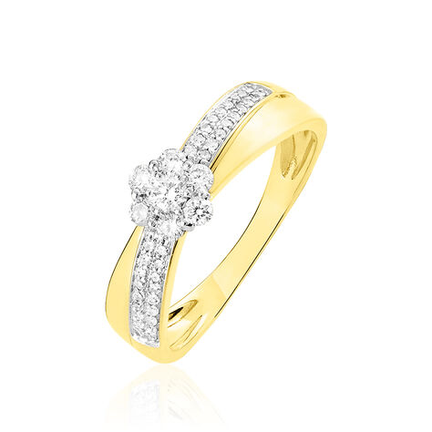Bague Magnolia Croisee Or Jaune Diamant - Bagues avec pierre Femme | Histoire d’Or
