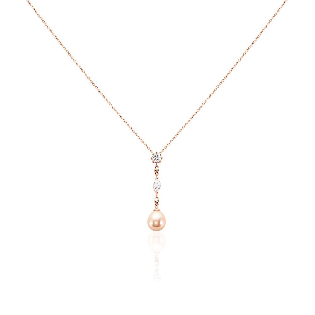 Collier Lynes Argent Rose Perle De Culture Et Oxyde De Zirconium - Colliers fantaisie Femme | Histoire d’Or