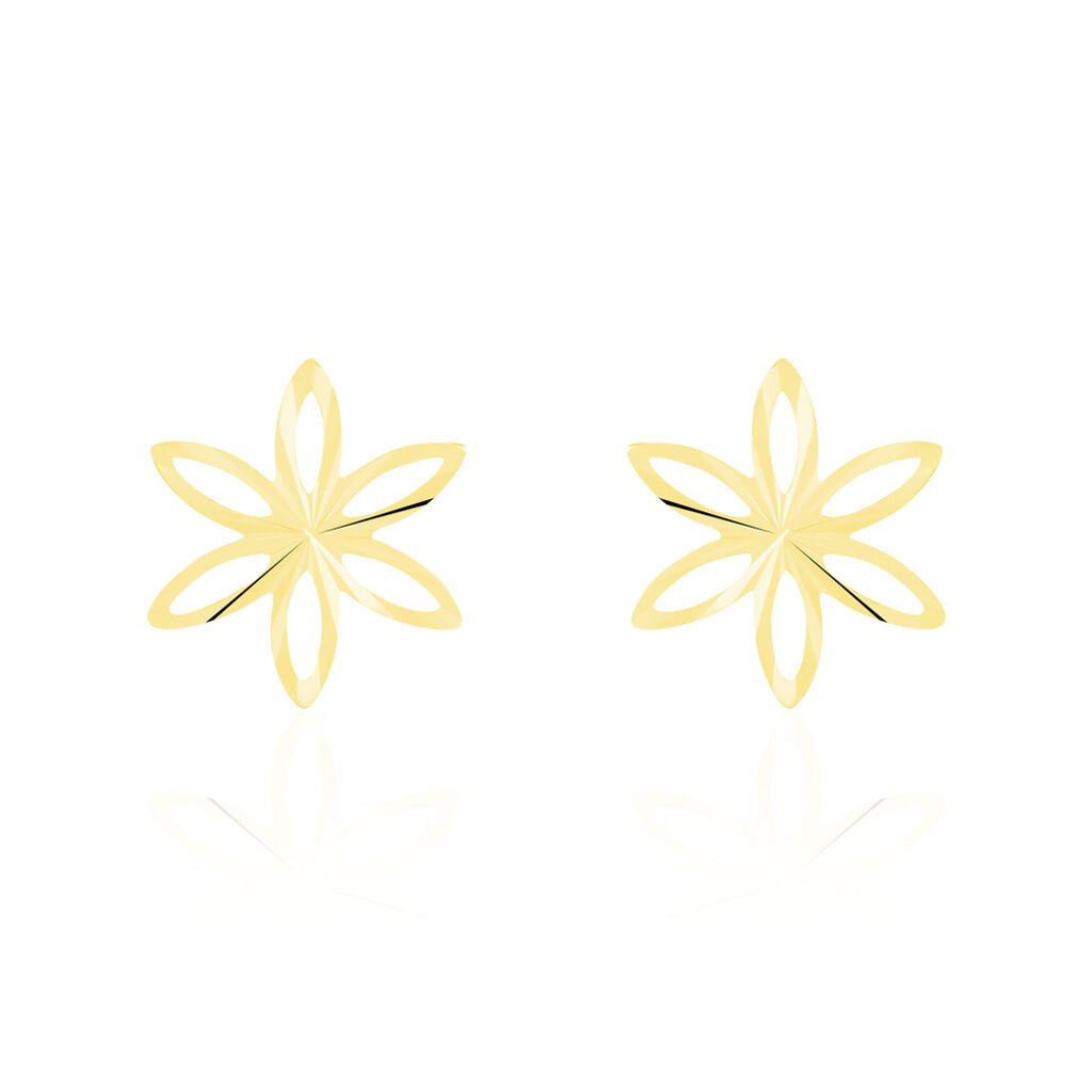 Boucles D'oreilles Puces Fadia Fleur Or Jaune - Clous d'oreilles Femme | Histoire d&rsquo;Or