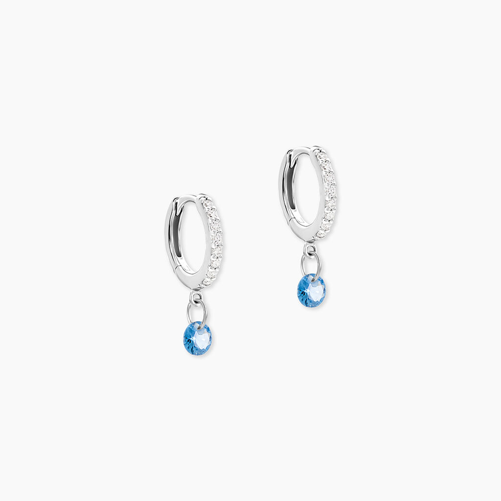 Creoles Rion Argent Blanc Oxyde De Zirconium - Boucles d'oreilles cr&eacute;oles Femme | Histoire d&rsquo;Or