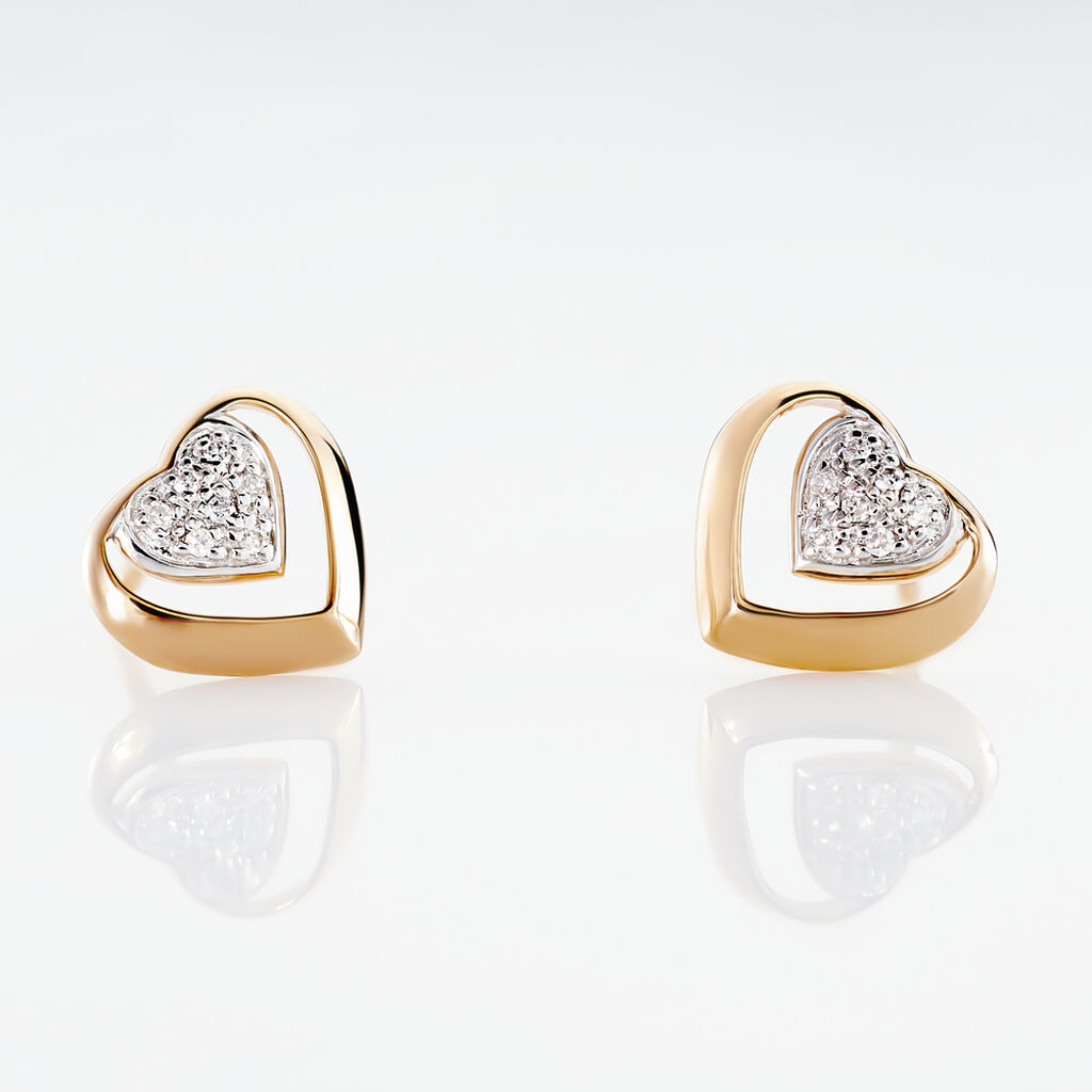 Boucles D'oreilles Puces Liana Or Rose Diamant - Clous d'oreilles Femme | Histoire d’Or