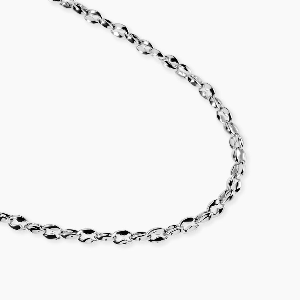 Collier Acier Inoxydable Blanc Maille Fantaisie 55Cm - F&ecirc;te des p&egrave;res Homme | Histoire d&rsquo;Or