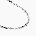 Collier Acier Inoxydable Blanc Maille Fantaisie 55Cm - F&ecirc;te des p&egrave;res Homme | Histoire d&rsquo;Or