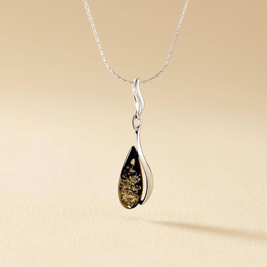 Collier Argent Blanc Odilon Ambre - Colliers fantaisie Femme | Histoire d&rsquo;Or