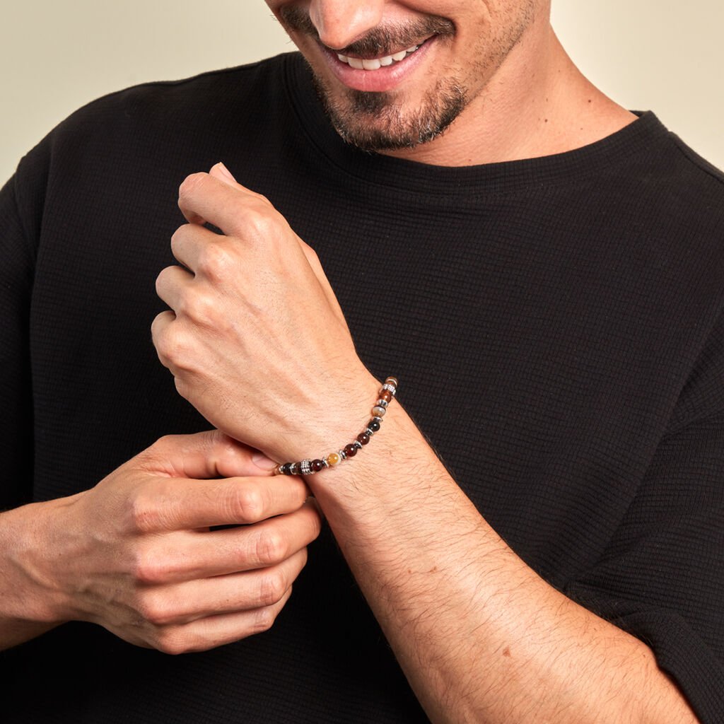 Bracelet Jourdan Acier Gris Agate - Bracelets Homme | Histoire d’Or