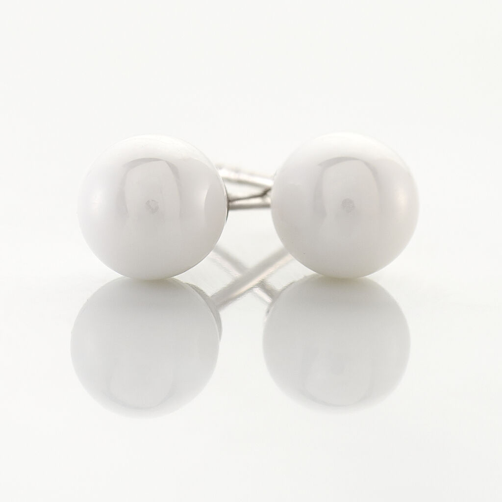 Boucles D'oreilles Puces Solene Argent Blanc C&eacute;ramique - Boucles d'oreilles fantaisie Femme | Histoire d&rsquo;Or