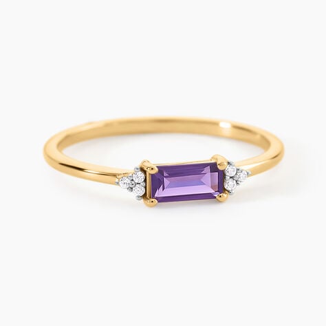 Bague Lavonne Argent Dor&eacute; A L'Or 750/1000 Am&eacute;thyste Oxyde De Zirconium - Bagues solitaires Femme | Histoire d&rsquo;Or