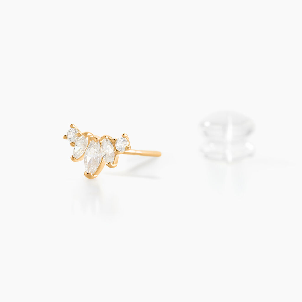 Boucles D'oreilles Puces Earnestine Or Jaune Oxyde De Zirconium - Clous d'oreilles Femme | Histoire d&rsquo;Or