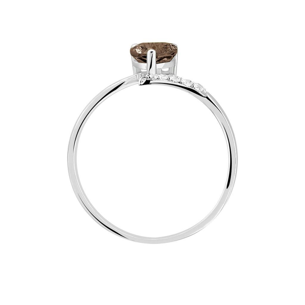 Bague Eva Or Blanc Quartz Et Diamant - Bagues solitaires Femme | Histoire d’Or
