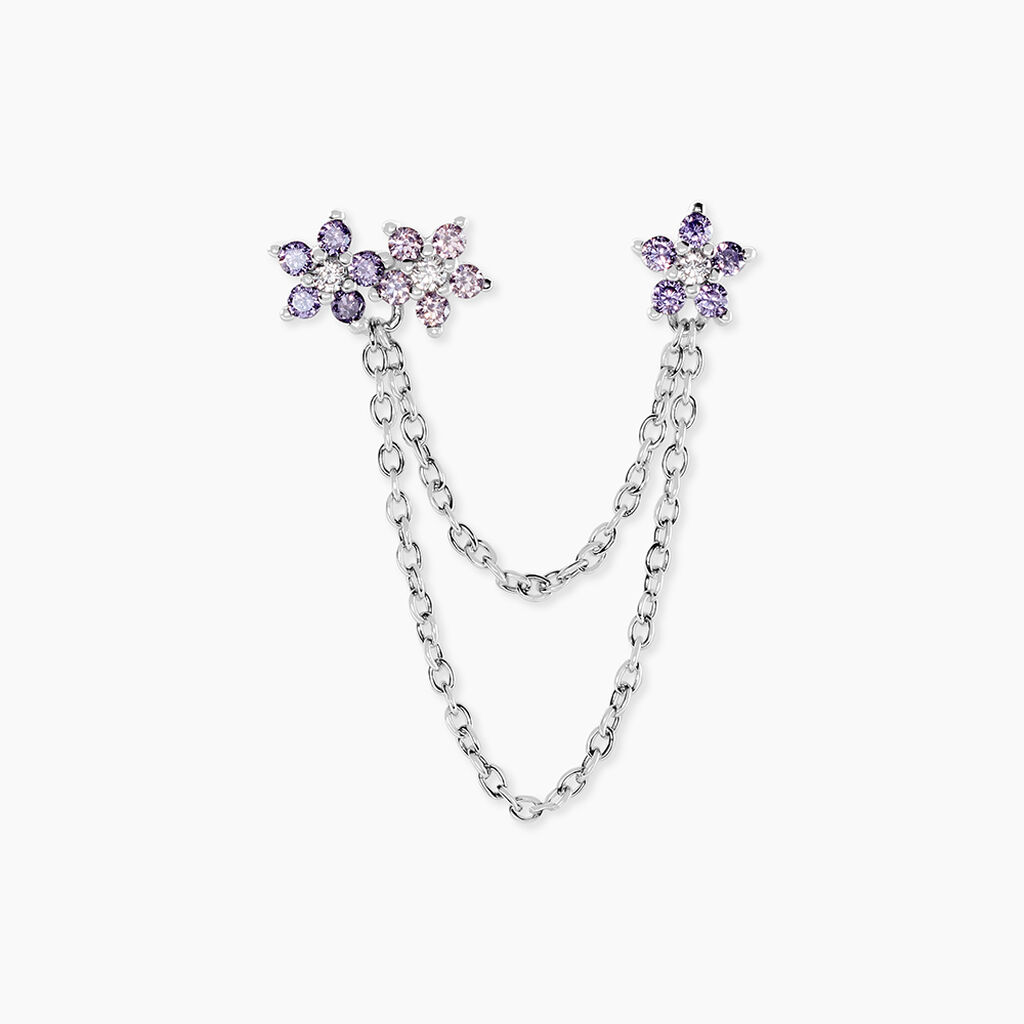Bijou D'oreille Unitaire Purple Bloom Argent Blanc Oxyde De Zirconium - Piercings d'oreilles Femme | Histoire d&rsquo;Or