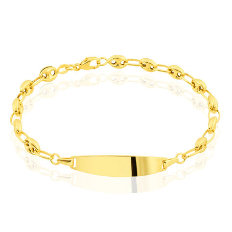 Bracelet Identité Evin Maille Grain De Cafe Or Jaune - Bracelets Communion Enfant | Histoire d’Or