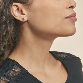 Boucles D'oreilles Puces Vladimir Or Jaune Diamant Et Emeraude - Clous d'oreilles Femme | Histoire d’Or