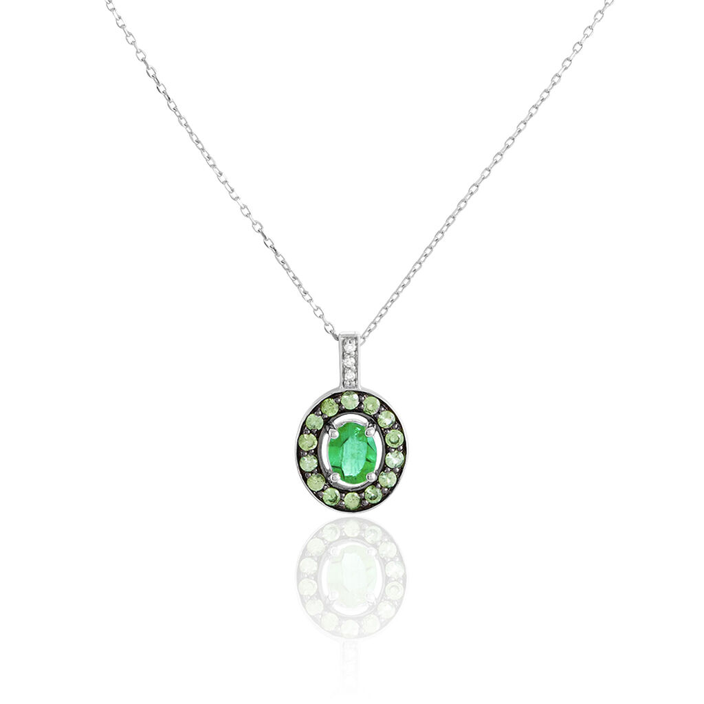 Collier Leona Or Blanc Emeraude Diamant - Colliers Femme | Histoire d’Or