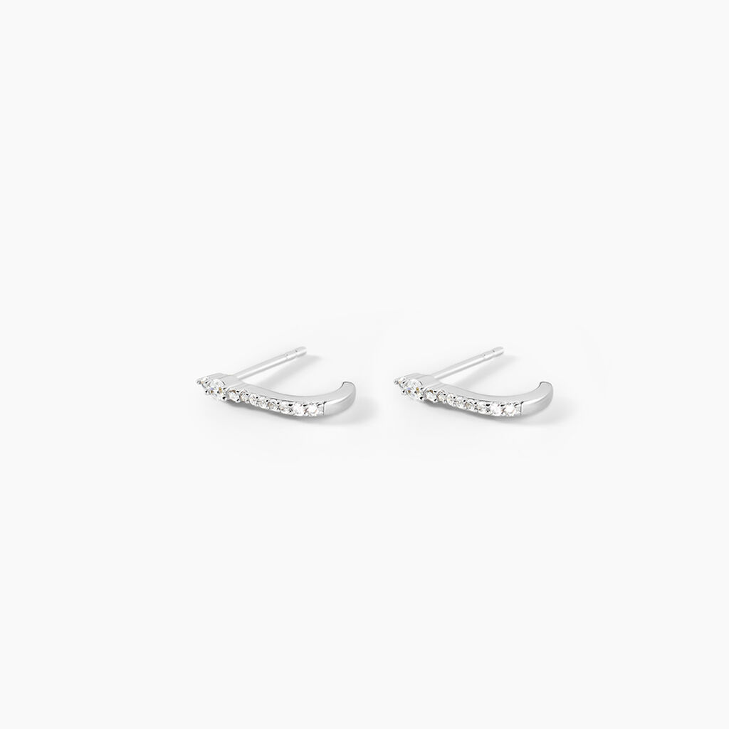 Cr&eacute;oles Magma Argent Blanc Oxyde De Zirconium - Boucles d'oreilles cr&eacute;oles Femme | Histoire d&rsquo;Or