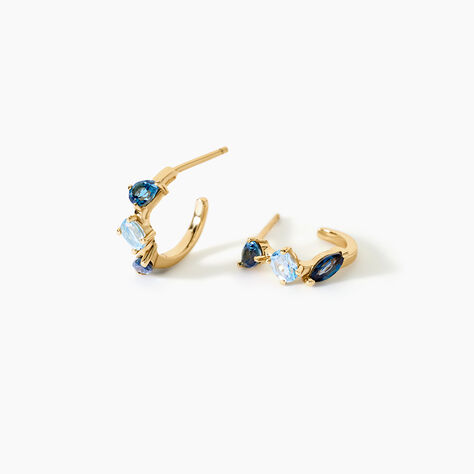 Cr&eacute;oles Printemps Precieux Argent Dor&eacute; A L'Or 750/1000 Topaze - Boucles d'oreilles cr&eacute;oles Femme | Histoire d&rsquo;Or