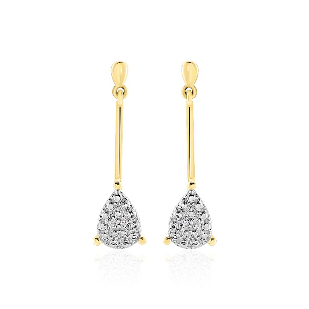 Boucles D'oreilles Pendantes Pear C Or Jaune Diamant - Boucles d'oreilles pendantes Femme | Histoire d’Or