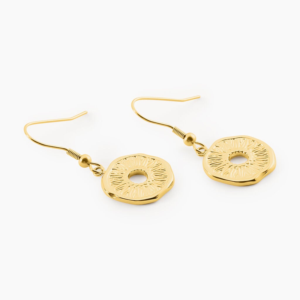 Boucles D'Oreilles Pendantes Goker Acier Jaune - Boucles d'oreilles fantaisie Femme | Histoire d&rsquo;Or