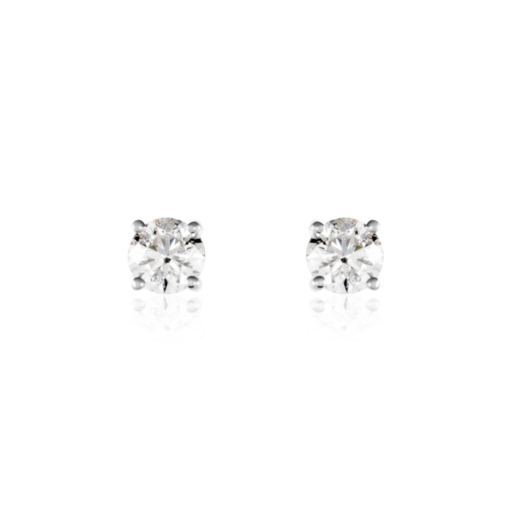 Boucles D'oreilles Puces Victoria Or Blanc Diamant - Clous d'oreilles Famille | Histoire d’Or