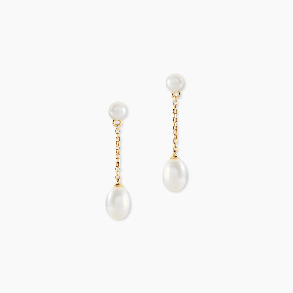 Boucles D'Oreilles Pendantes Clare Argent Dor&eacute; A L'Or 750/1000 Perle De Culture - Boucles d'oreilles pendantes Femme | Histoire d&rsquo;Or