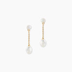Boucles D'Oreilles Pendantes Clare Argent Dor&eacute; A L'Or 750/1000 Perle De Culture - Boucles d'oreilles pendantes Femme | Histoire d&rsquo;Or
