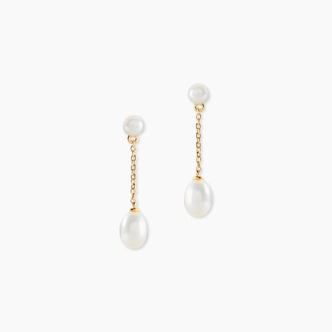 Boucles D'Oreilles Pendantes Clare Argent Dor&eacute; A L'Or 750/1000 Perle De Culture - Boucles d'oreilles pendantes Femme | Histoire d&rsquo;Or
