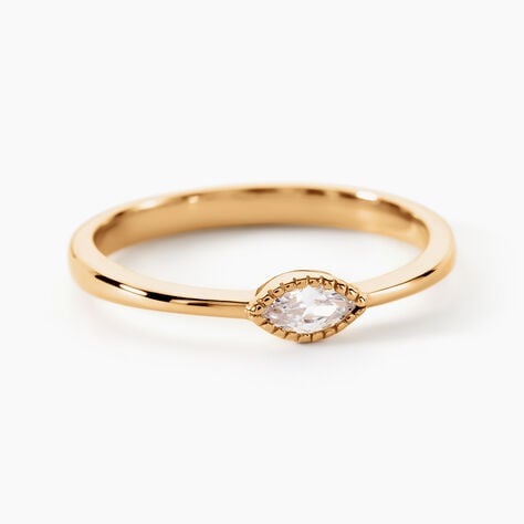 Bague Harmonie Plaque Or Jaune Oxyde De Zirconium - Bagues solitaires Femme | Histoire d&rsquo;Or