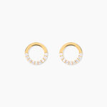 Boucles D'oreilles Puces Rimya Or Jaune Oxyde De Zirconium - Clous d'oreilles Femme | Histoire d&rsquo;Or