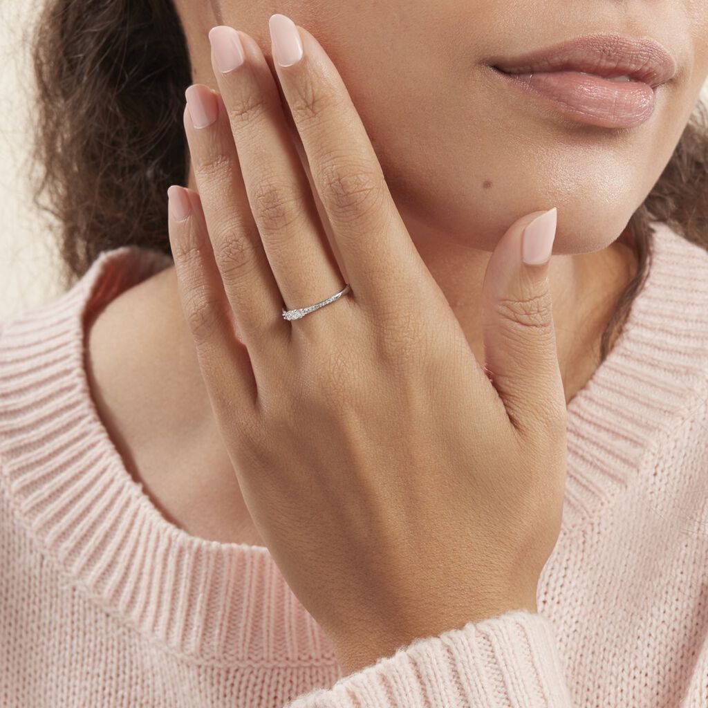 Bague Or Blanc Sabine Diamants - Bagues solitaires Femme | Histoire d’Or